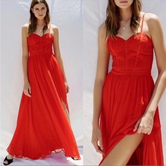 Fame and Partners x Free People Elegant Red Maxi Dress US 12 - Picture 1 of 8
